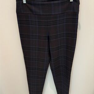 Nicole Miller Plaid Trousers in Black and Blue hints of burgandy
